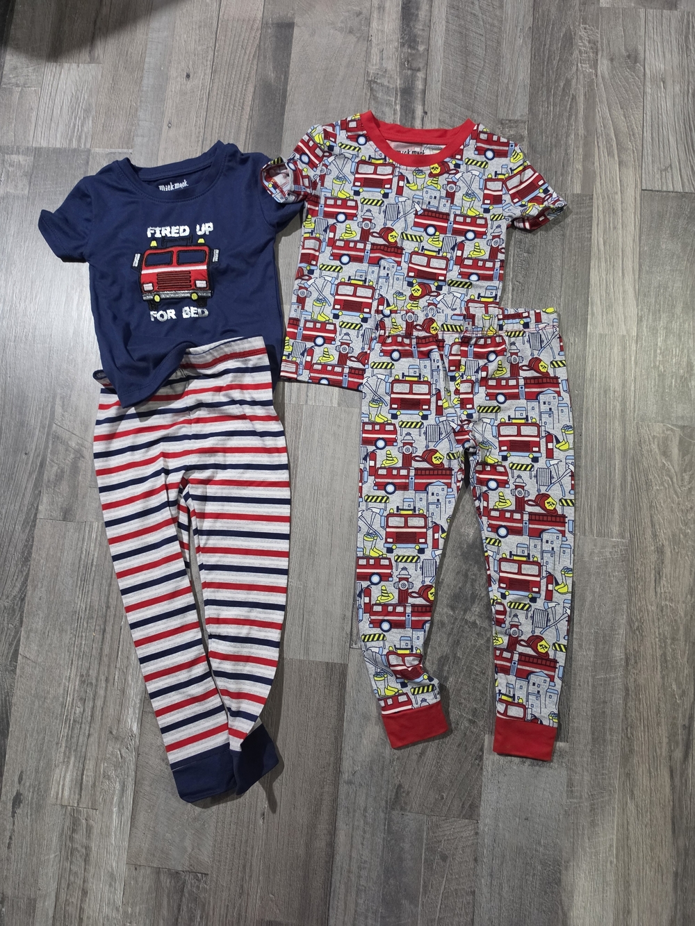 Kids Fire Truck Pajama Set - Navy & Red